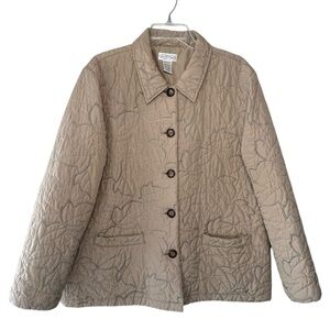 SOLD Vintage Quiltled Leaf Jacket Size XL Tan Northern Reflections 90s Y2K